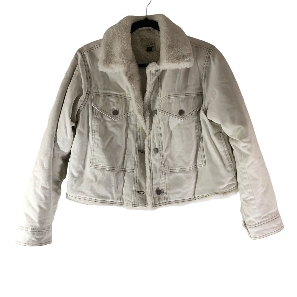 Universal Thread Womens Faux Sherpa Lined Denim Jacket White Size M